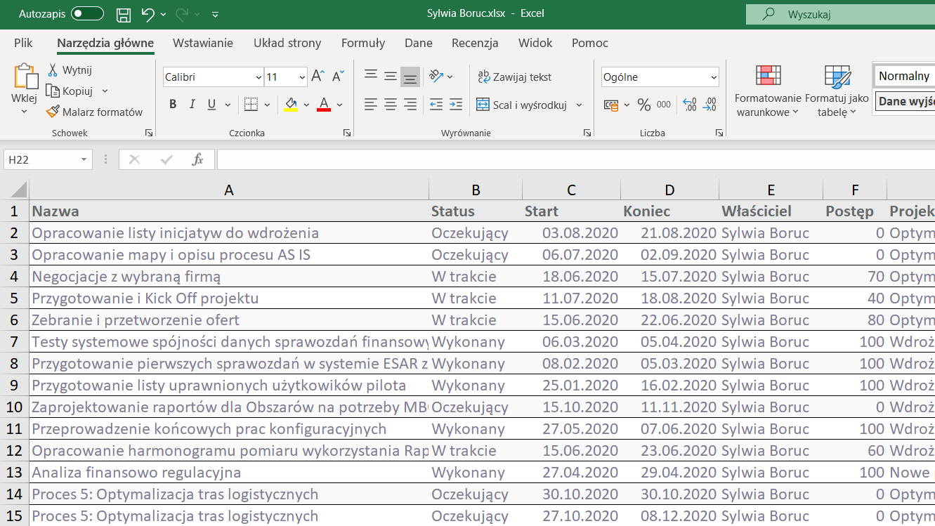 Exporting a report to Excel with FlexiProject